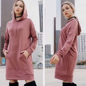 💗LAST ONE Mauve Long Hoodie Dress.